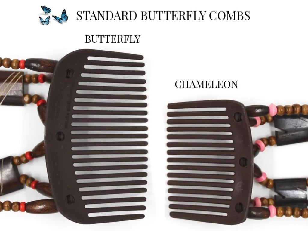 African Butterfly Hair Comb - Beada Brown 198