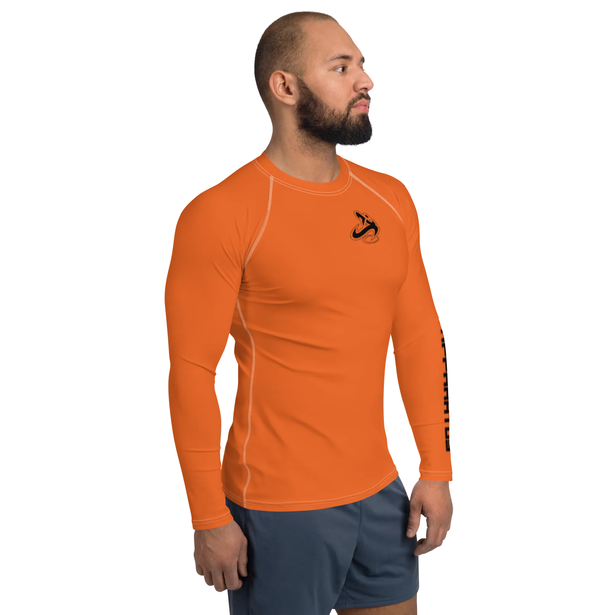 Athletic Apparatus Orange Black Logo White stitch Men's Rash Guard