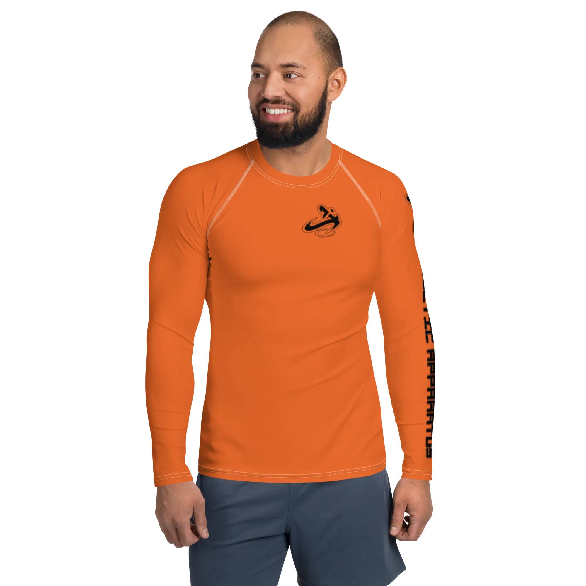 Athletic Apparatus Orange Black Logo White stitch Men's Rash Guard