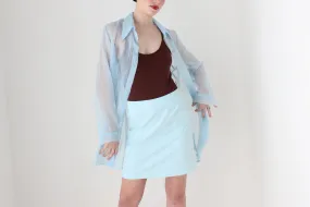 BALLETCORE 90s Sheer Chiffon Oversized Shirt Dress