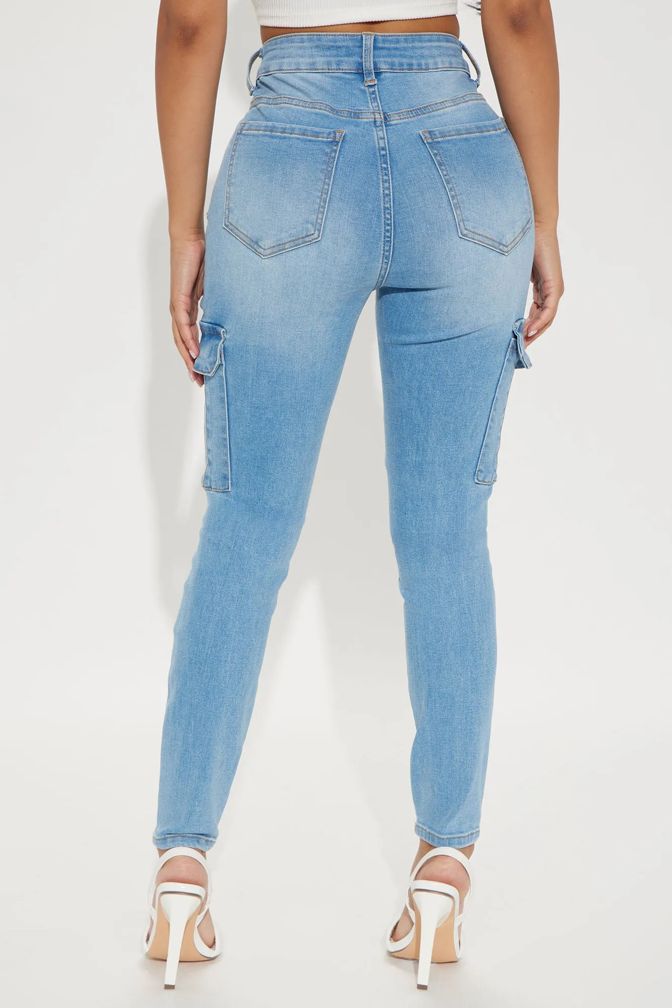 Be Responsible Eco Friendly Cargo Ankle Jeans - Light Wash