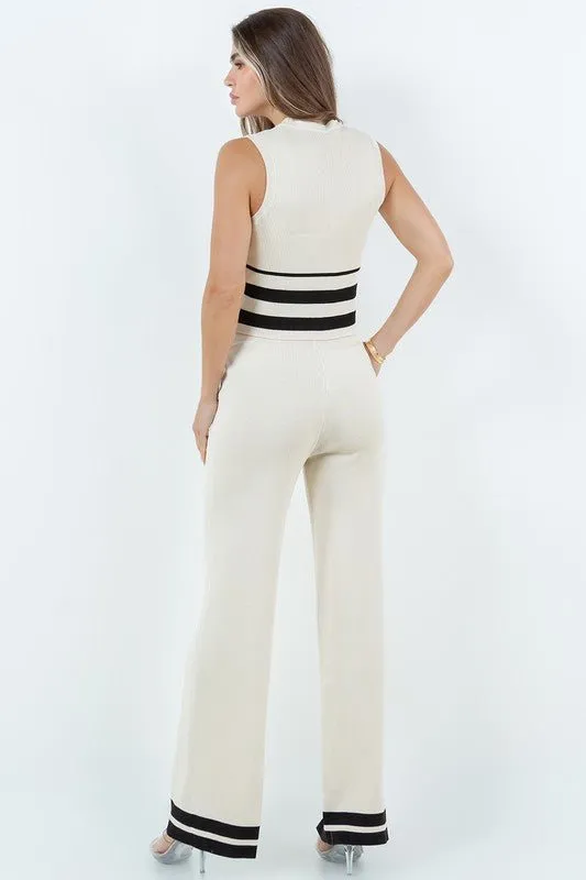 Beige Vest and Pant Set