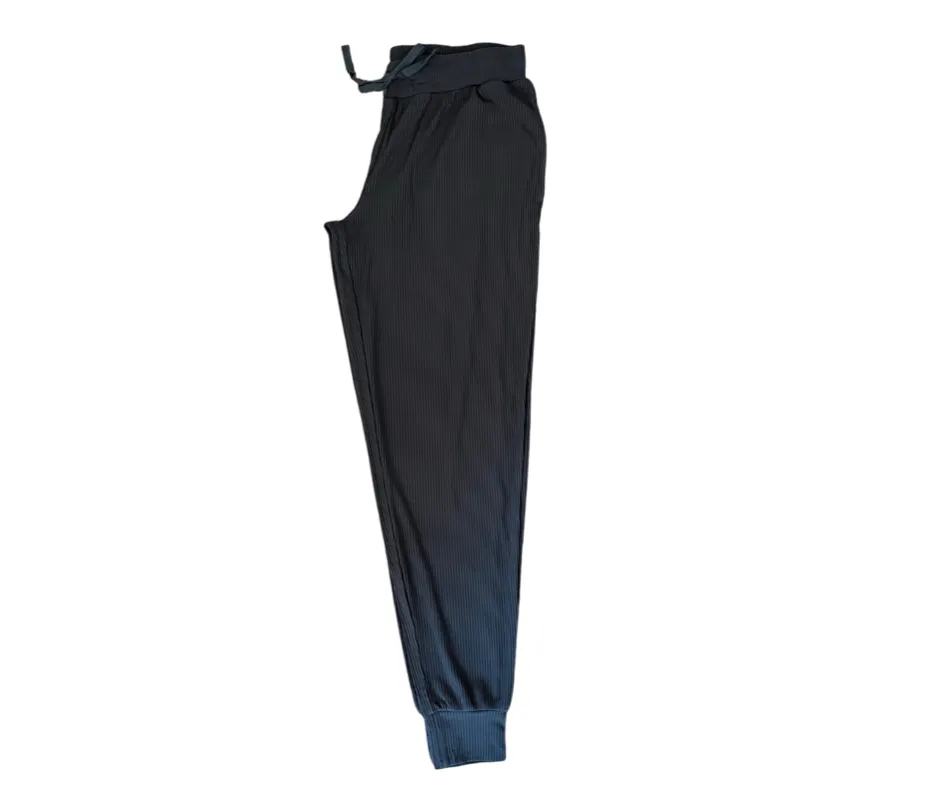 Black Ribbed Bamboo Adult Women's (unisex) Joggers