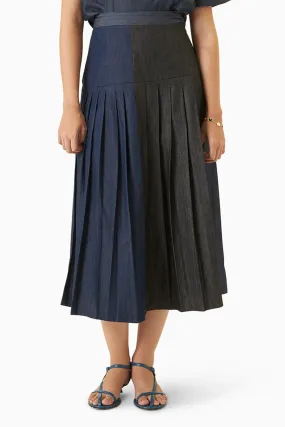Blue Denim Layered Skirt