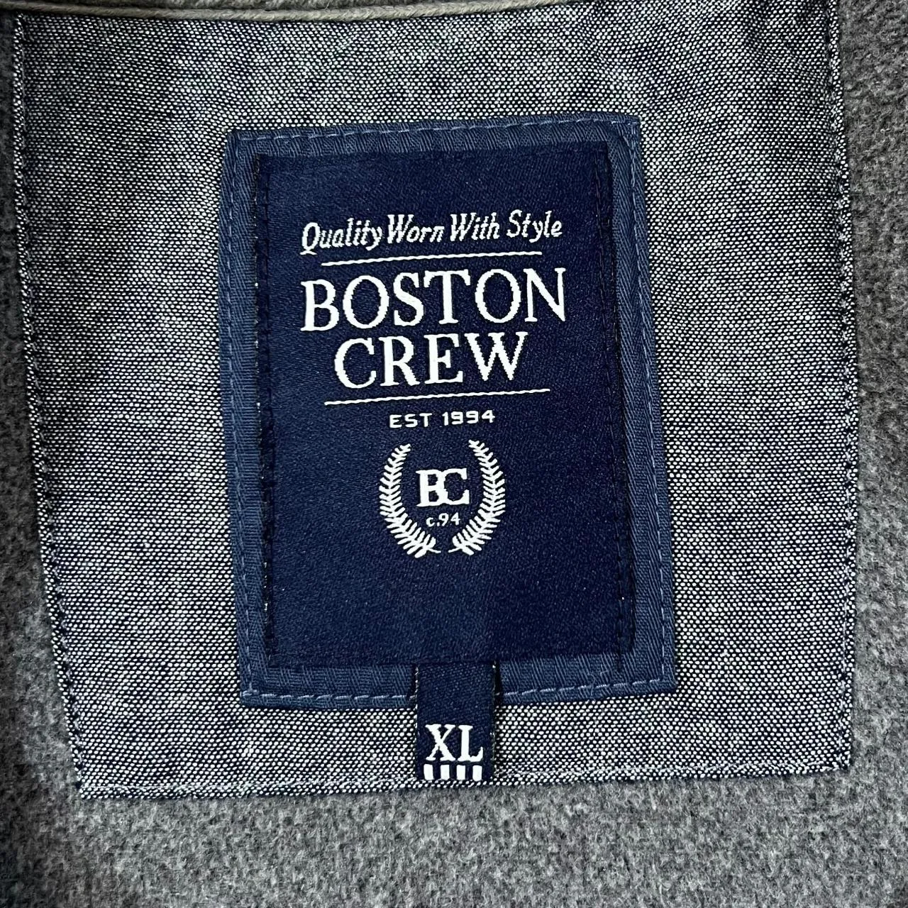 BOSTON CREW Classic Grey Soft Touch Sherpa Zip Fleece Sweatshirt Jacket