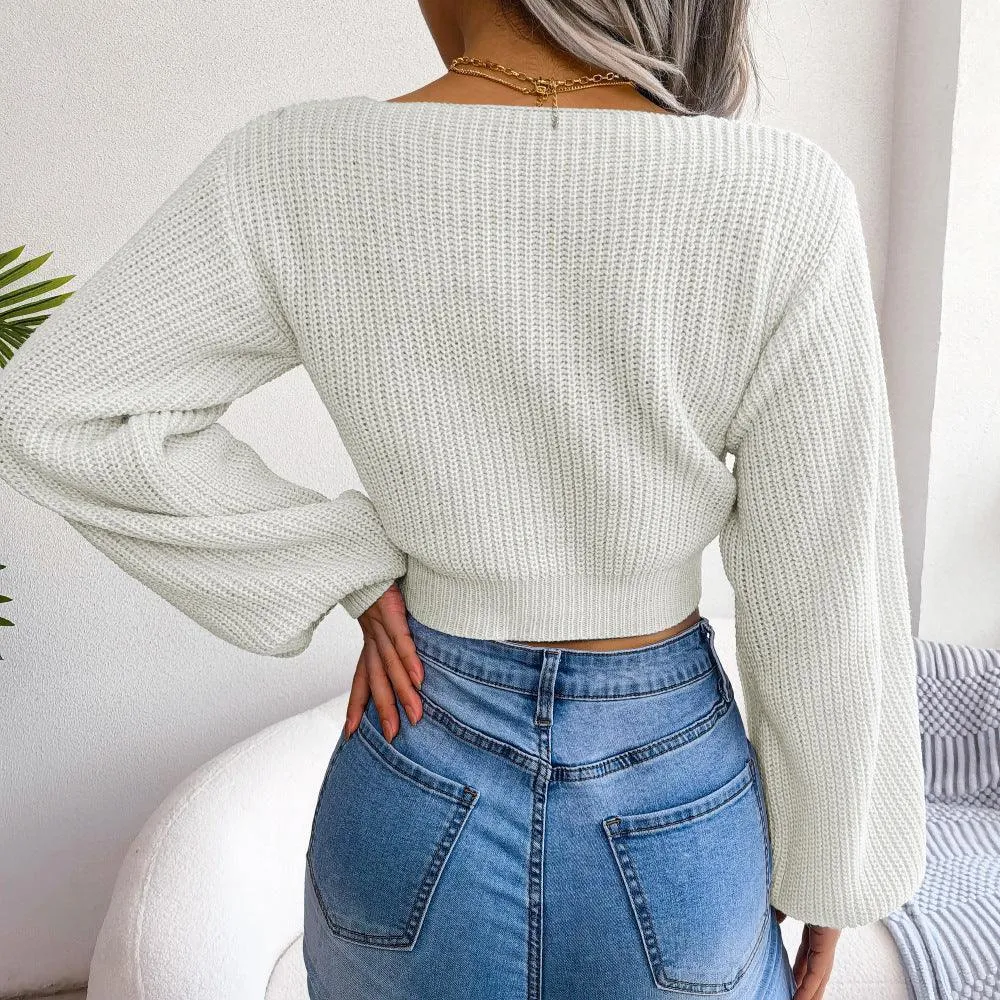 Captivating Cropped Tie-Front Sweater
