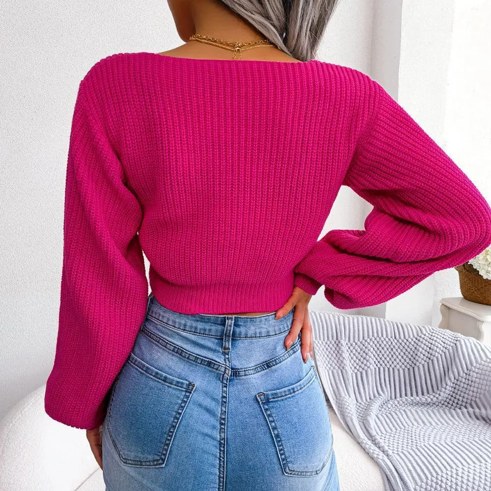 Captivating Cropped Tie-Front Sweater