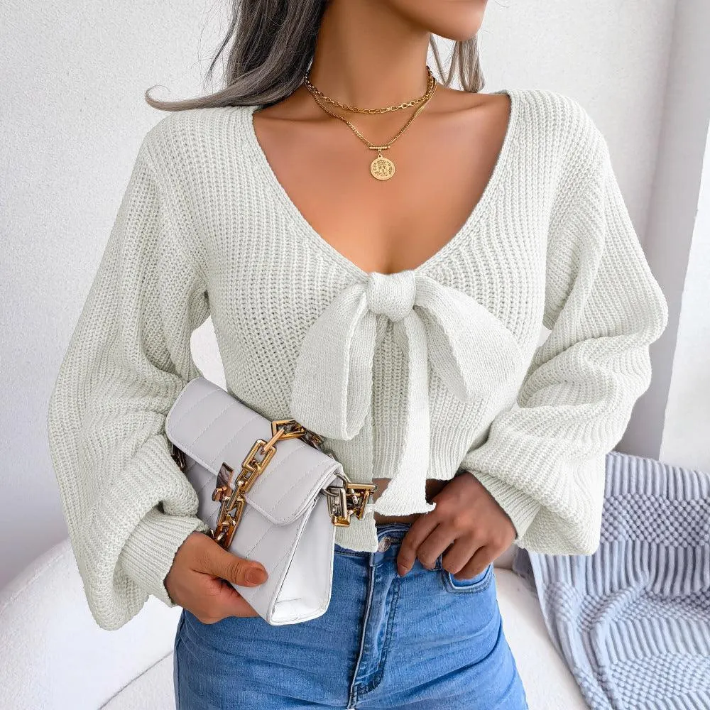 Captivating Cropped Tie-Front Sweater
