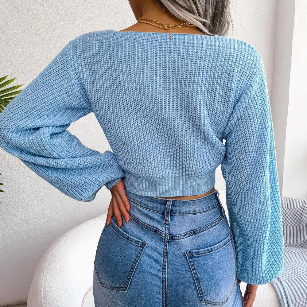Captivating Cropped Tie-Front Sweater