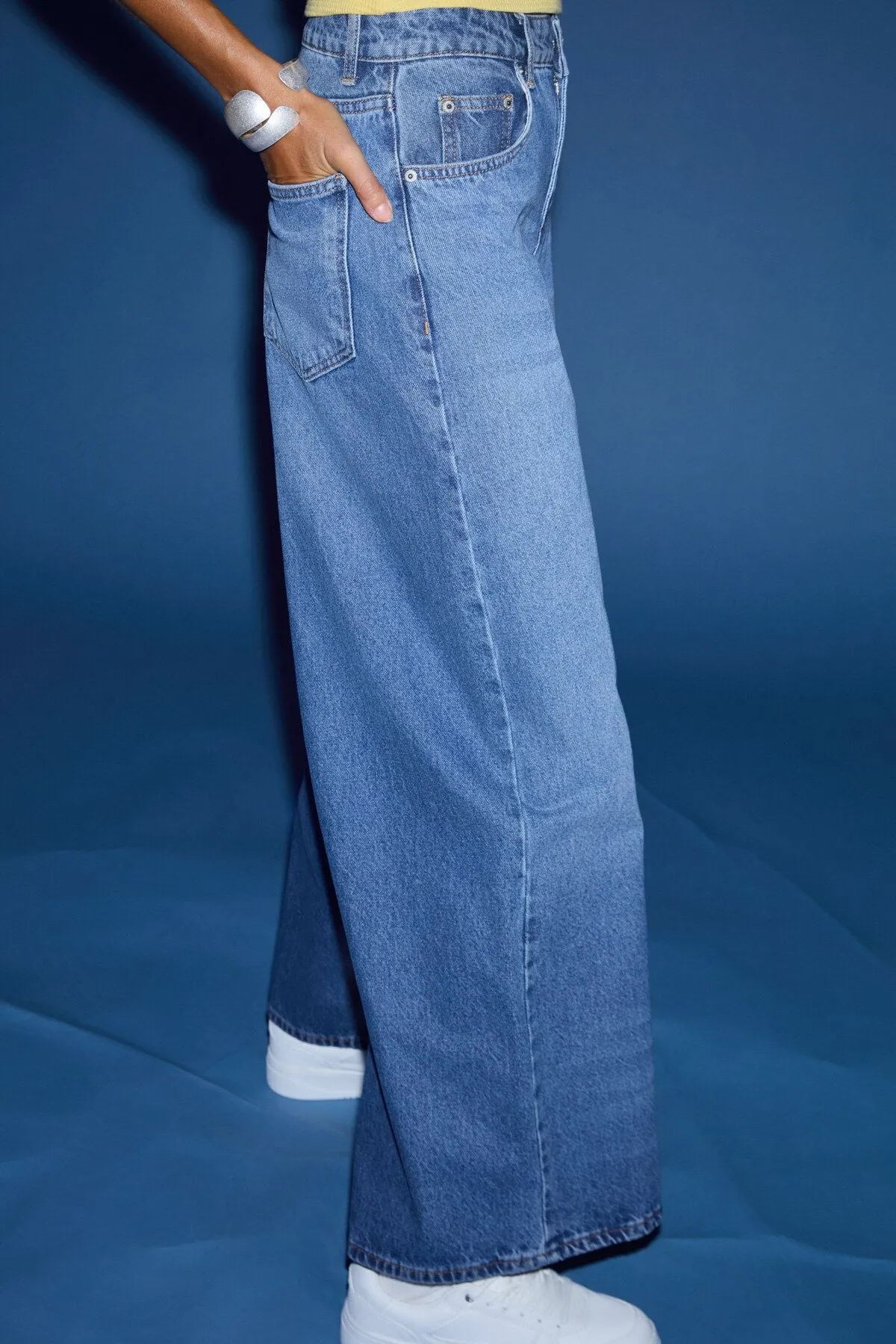CELETNA WOMEN'S DENİM EXTRA WİDE LEG VERY WIDE LARGE JEAN BLUE JEANS