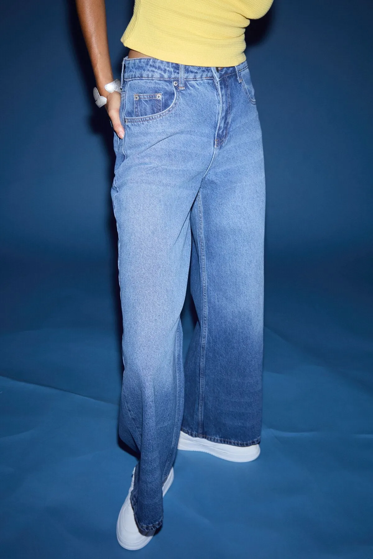 CELETNA WOMEN'S DENİM EXTRA WİDE LEG VERY WIDE LARGE JEAN BLUE JEANS