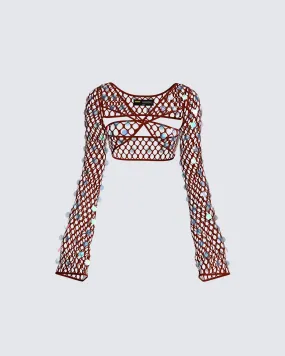 Ellery Maroon Crochet Top