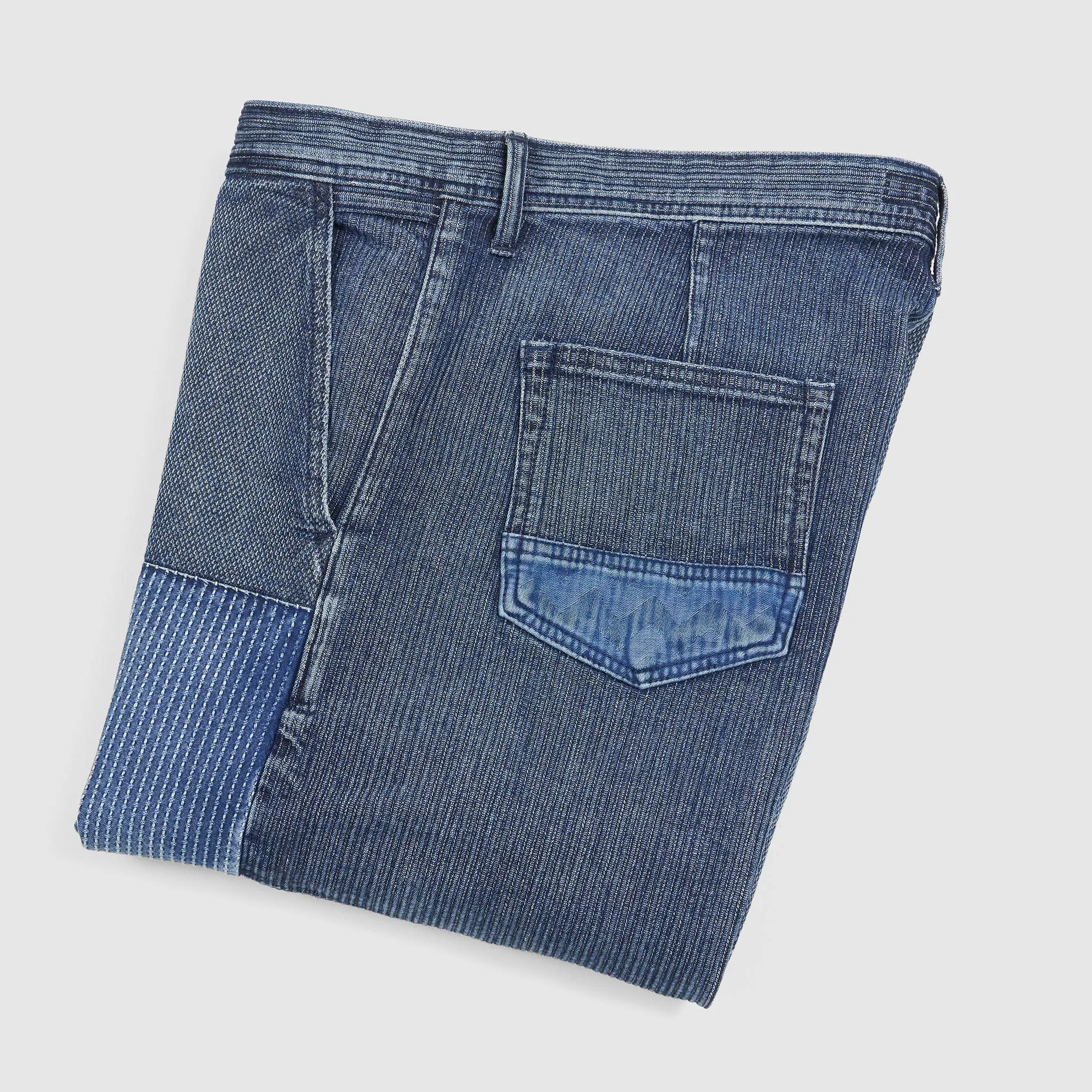 FDMTL Boro Indigo Three Year Wash Patchwork Chino Pants