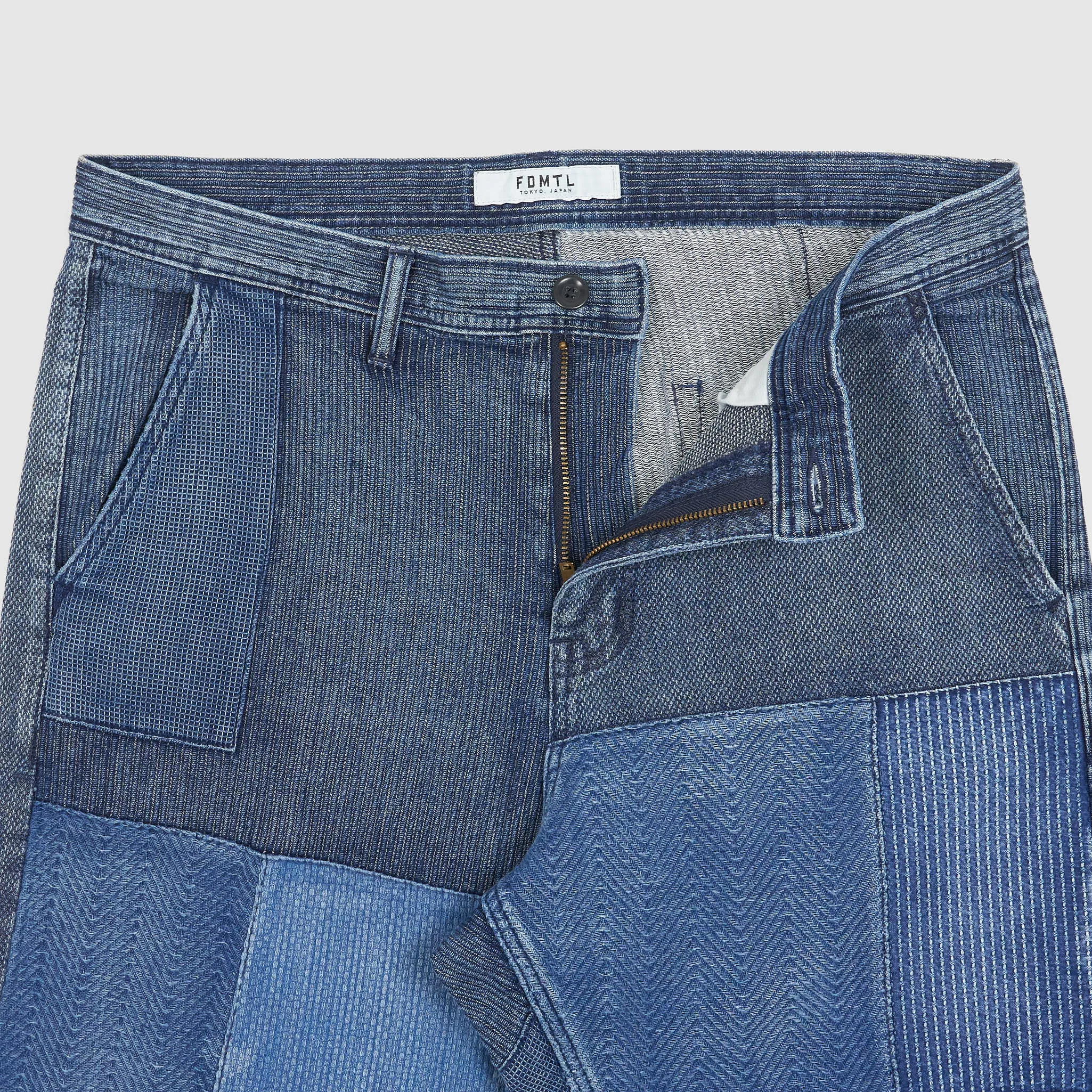 FDMTL Boro Indigo Three Year Wash Patchwork Chino Pants