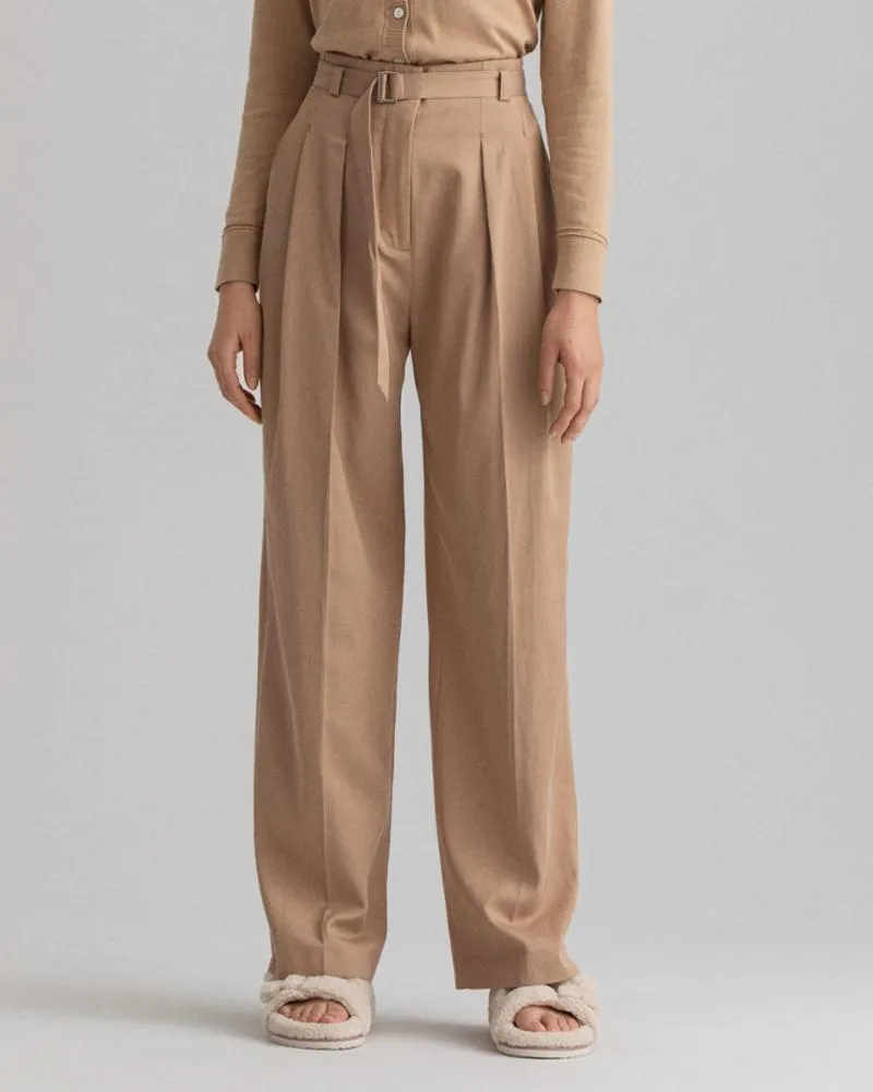 Gant Apparel Womens HW PLEATED FLUID CHINO 256/HAZELWOOD BEIGE