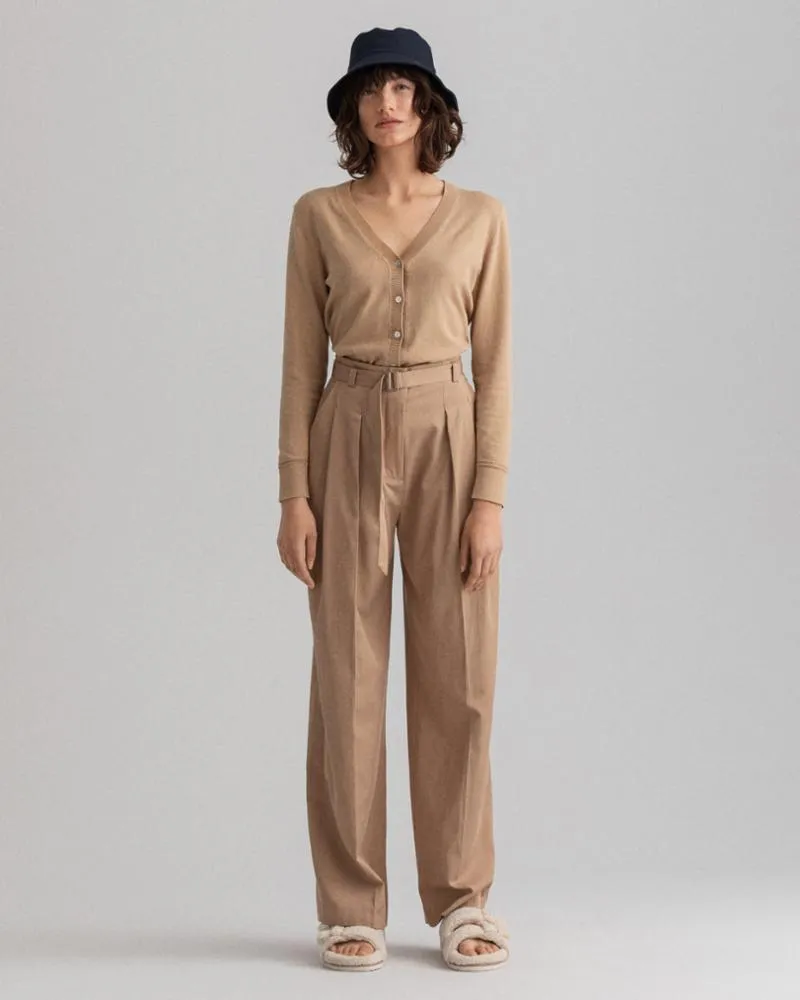 Gant Apparel Womens HW PLEATED FLUID CHINO 256/HAZELWOOD BEIGE