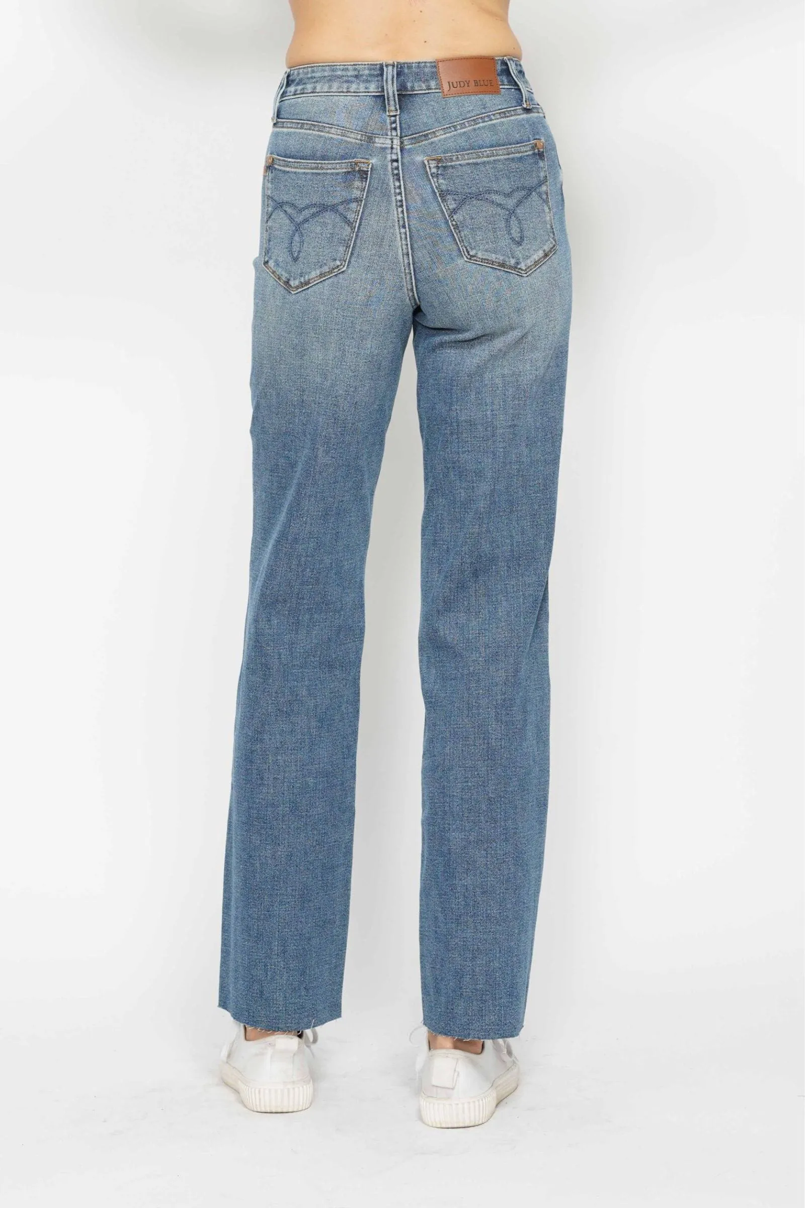 Judy Blue High Waist Tummy Control Cut Raw Hem Straight Leg Jeans