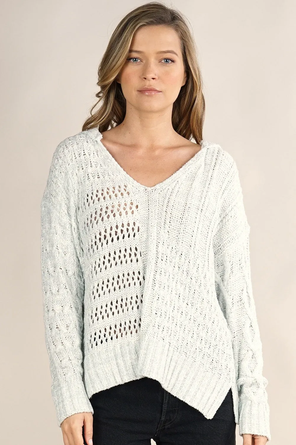 Lightweight Mixed Pattern Hoodie Sweater