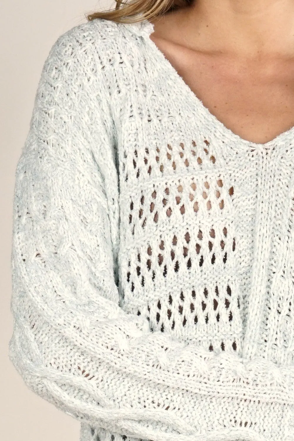 Lightweight Mixed Pattern Hoodie Sweater