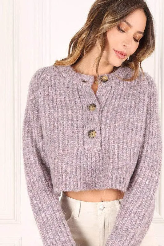 Lilou Melange Multicolor Round Neck Long Sleeves Sweater Top