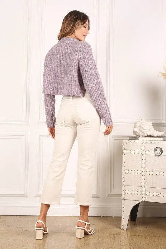 Lilou Melange Multicolor Round Neck Long Sleeves Sweater Top