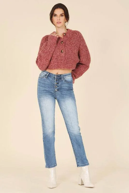 Lilou Melange Multicolor Round Neck Long Sleeves Sweater Top