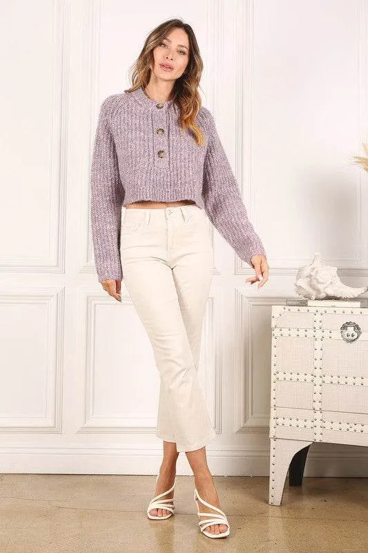 Lilou Melange Multicolor Round Neck Long Sleeves Sweater Top