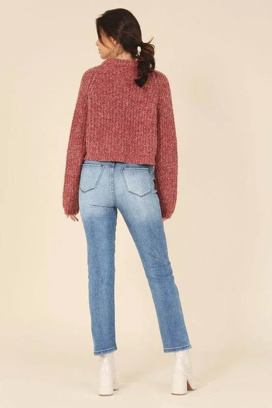 Lilou Melange Multicolor Round Neck Long Sleeves Sweater Top