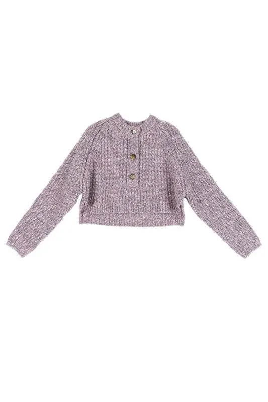 Lilou Melange Multicolor Round Neck Long Sleeves Sweater Top