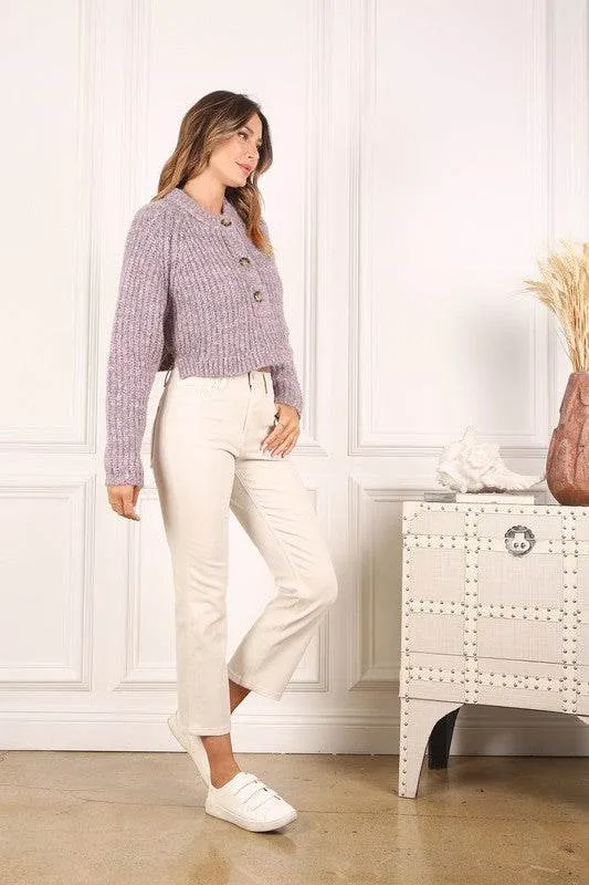 Lilou Melange Multicolor Round Neck Long Sleeves Sweater Top