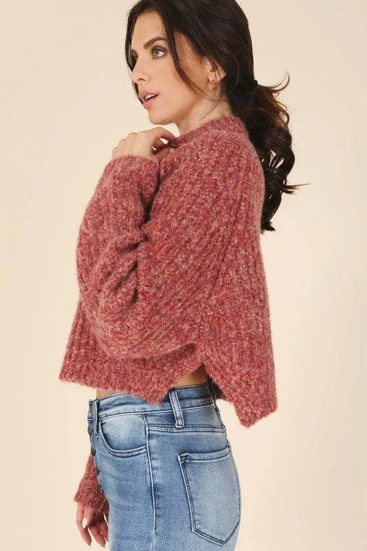 Lilou Melange Multicolor Round Neck Long Sleeves Sweater Top