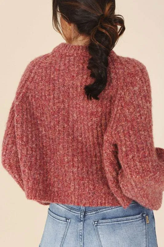Lilou Melange Multicolor Round Neck Long Sleeves Sweater Top