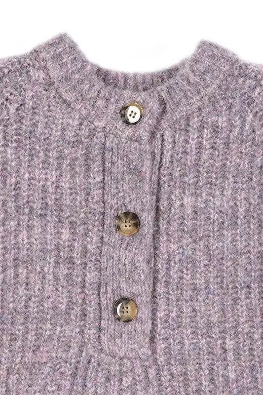 Lilou Melange Multicolor Round Neck Long Sleeves Sweater Top