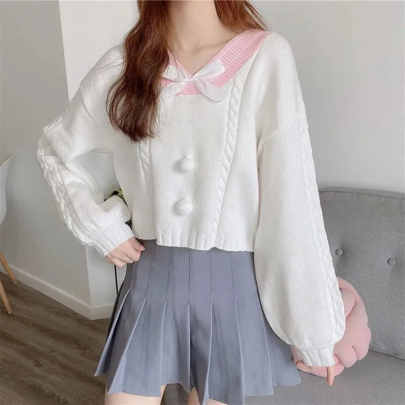 Lucy Lou Style Knit Crop Sweater From Kawaii Stop