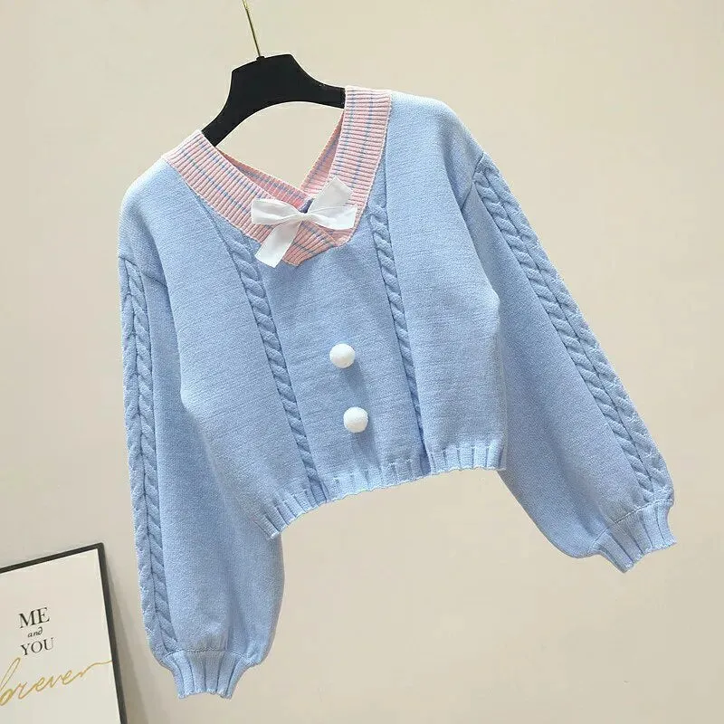 Lucy Lou Style Knit Crop Sweater From Kawaii Stop