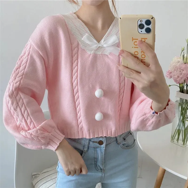 Lucy Lou Style Knit Crop Sweater From Kawaii Stop