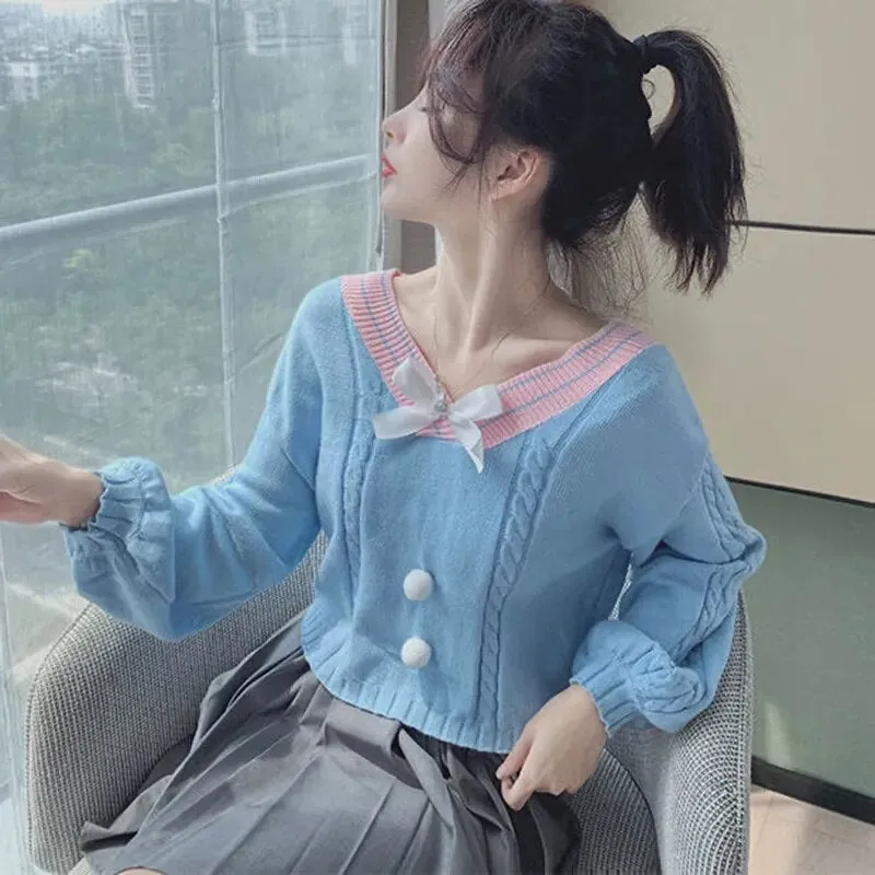 Lucy Lou Style Knit Crop Sweater From Kawaii Stop