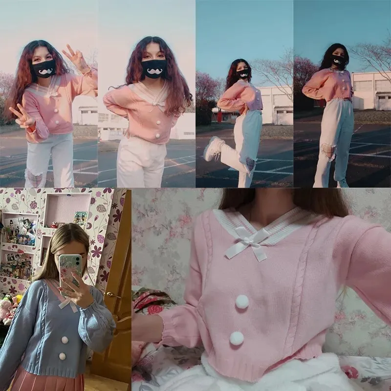 Lucy Lou Style Knit Crop Sweater From Kawaii Stop