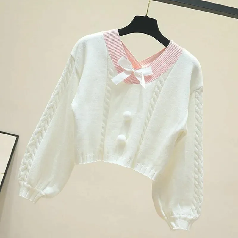 Lucy Lou Style Knit Crop Sweater From Kawaii Stop