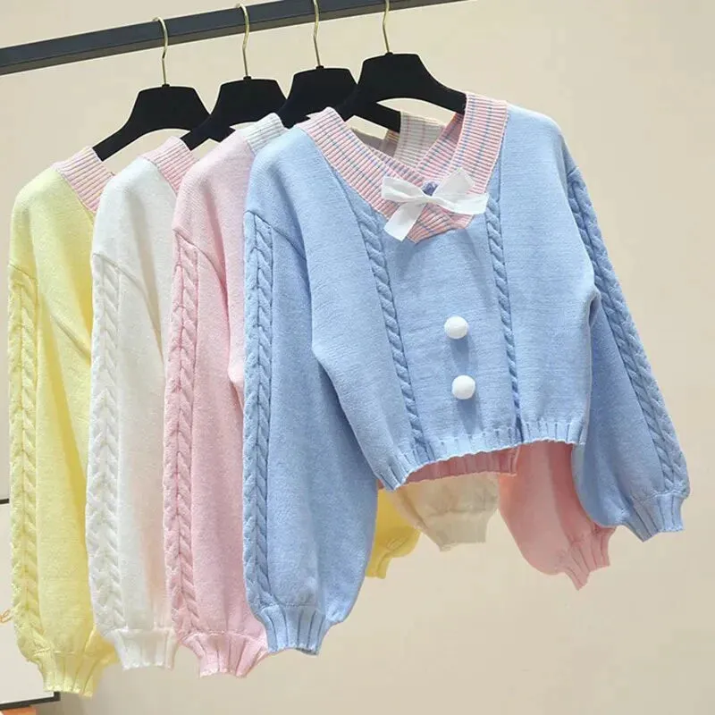 Lucy Lou Style Knit Crop Sweater From Kawaii Stop