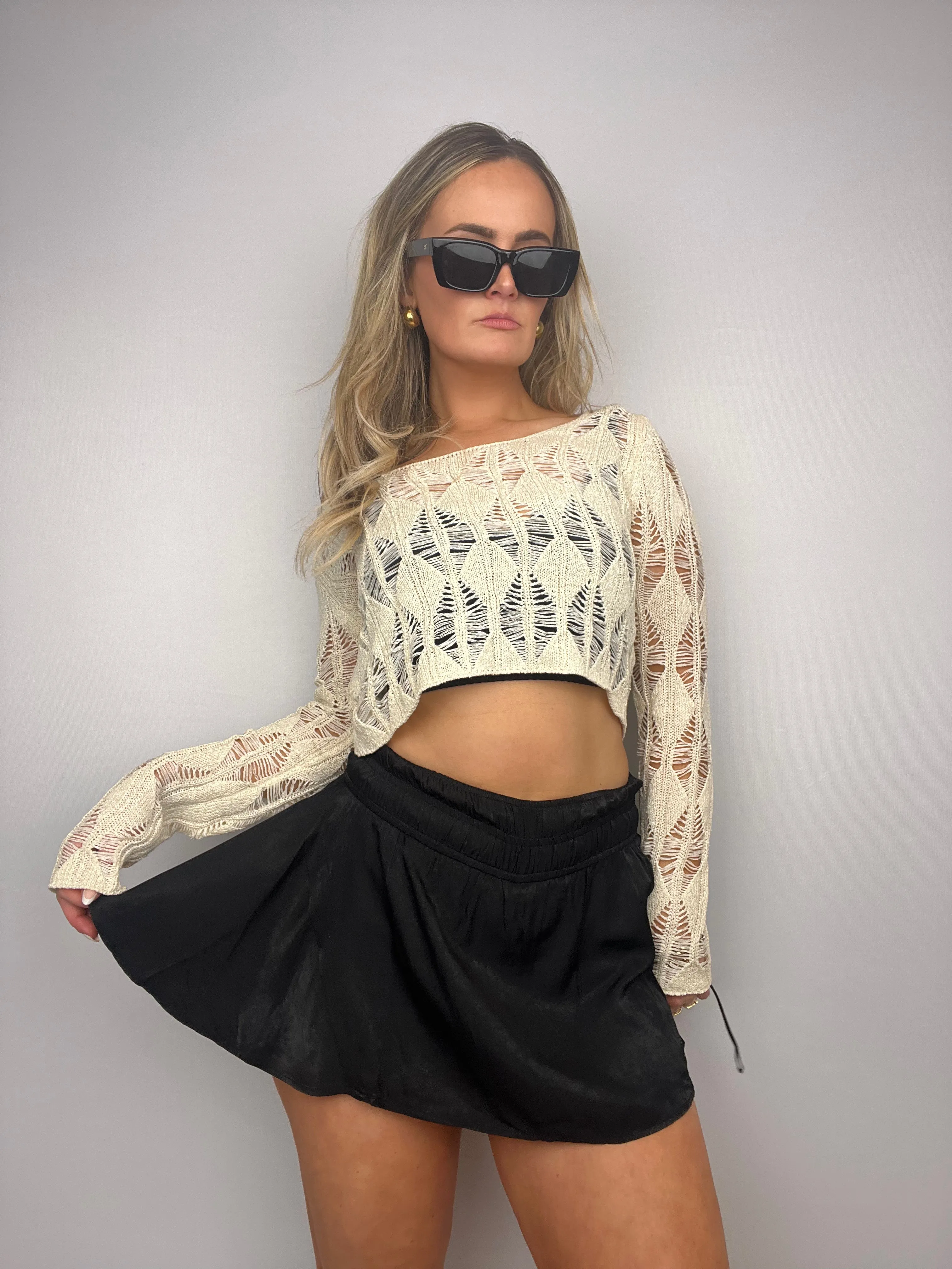Marcie Ivory Crochet Sweater