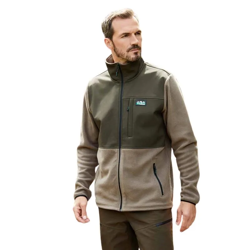 Men's Hybrid Jacket Fleece in Bark/Light Bark