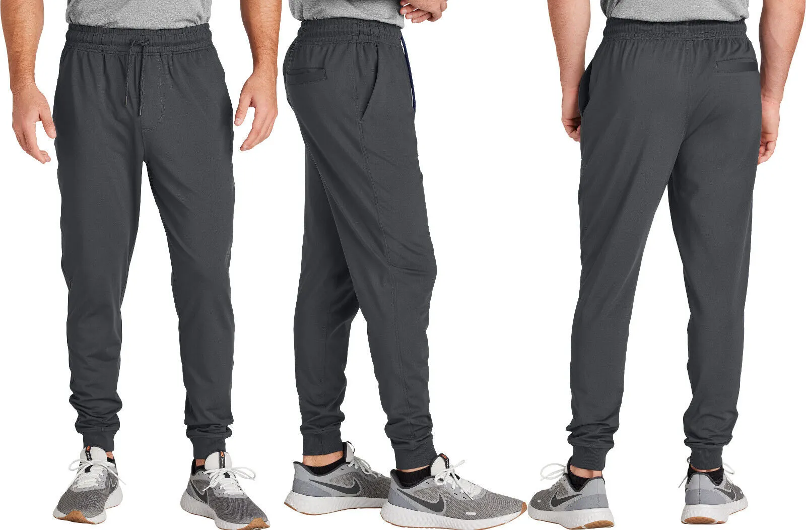 Mens Moisture Wicking Lightweight Joggers Stretch Sweatpant Back & Side Pockets