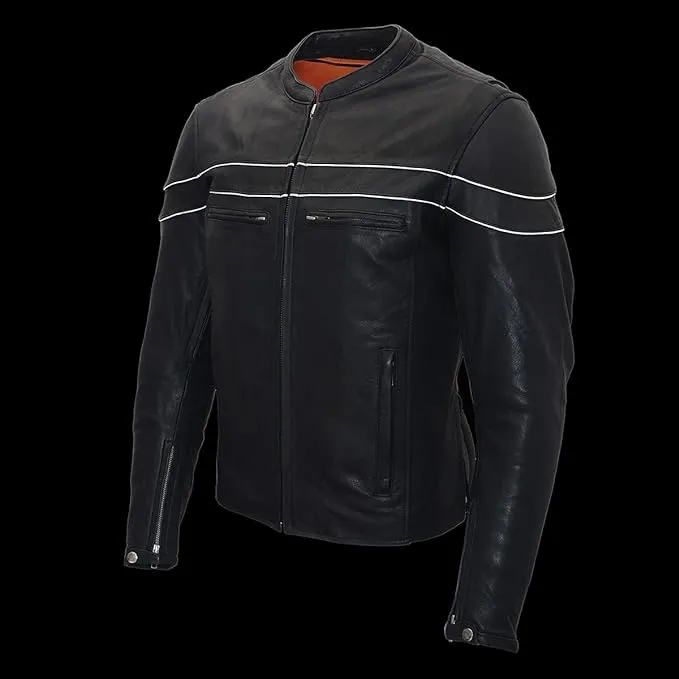 Milwaukee Leather Men's ‘Crossover’ Black Leather Lightweight MC Jacket - MLM1525
