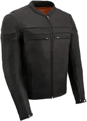 Milwaukee Leather Men's ‘Crossover’ Black Leather Lightweight MC Jacket - MLM1525