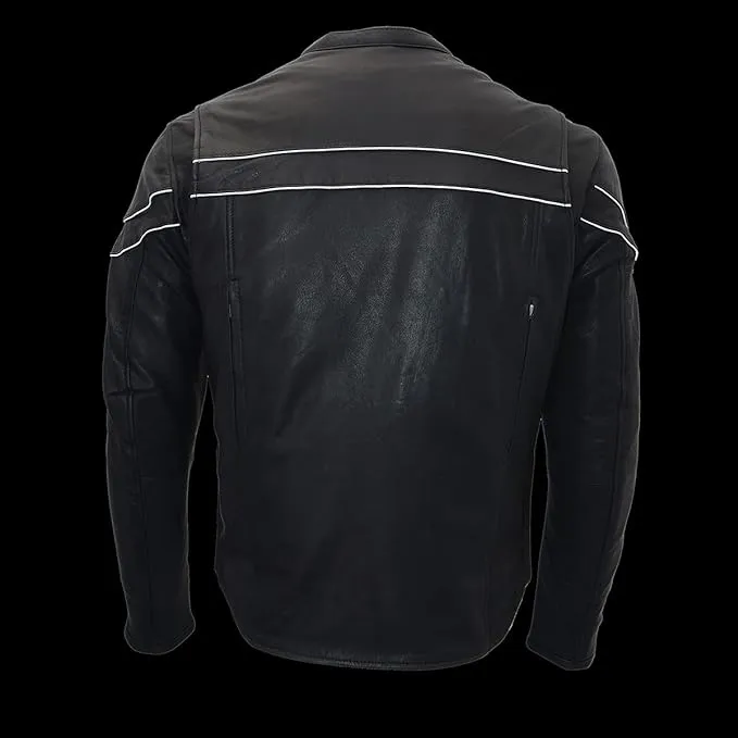 Milwaukee Leather Men's ‘Crossover’ Black Leather Lightweight MC Jacket - MLM1525
