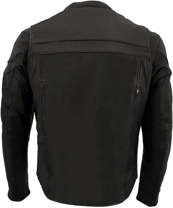 Milwaukee Leather Men's ‘Crossover’ Black Leather Lightweight MC Jacket - MLM1525