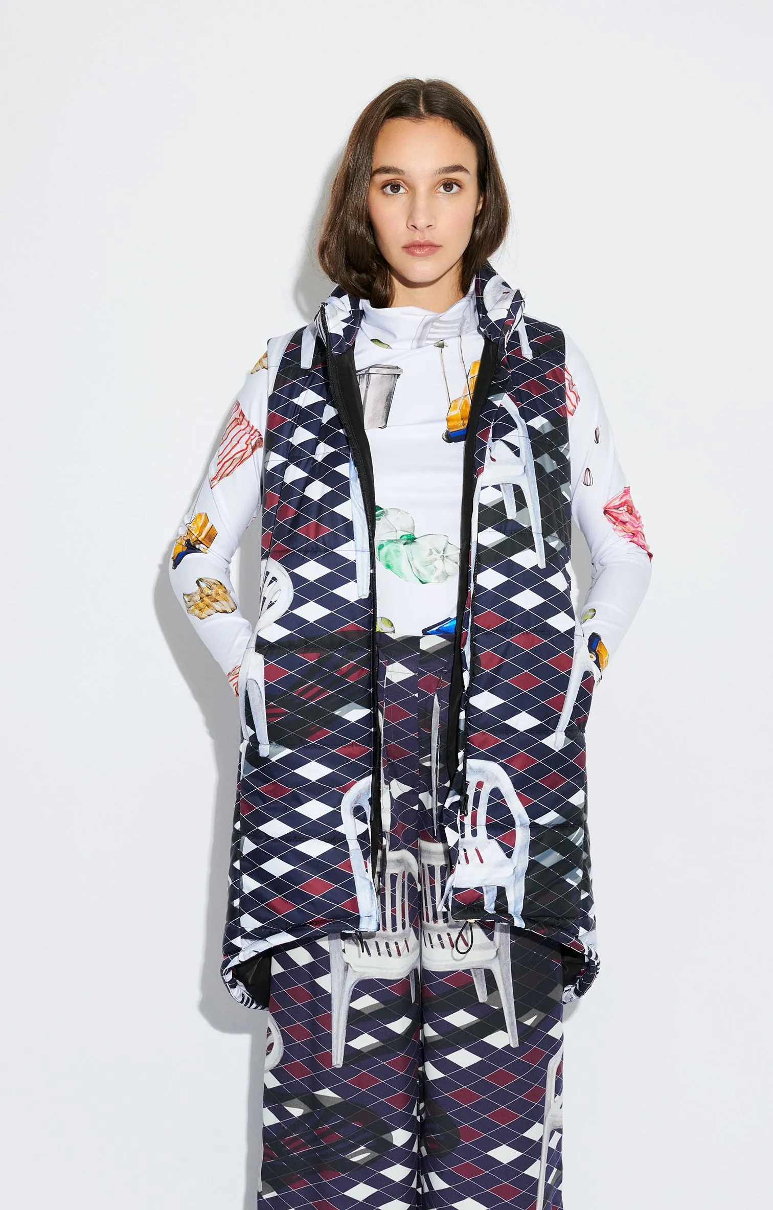 MONT BLANC long puffer vest 'chairs'