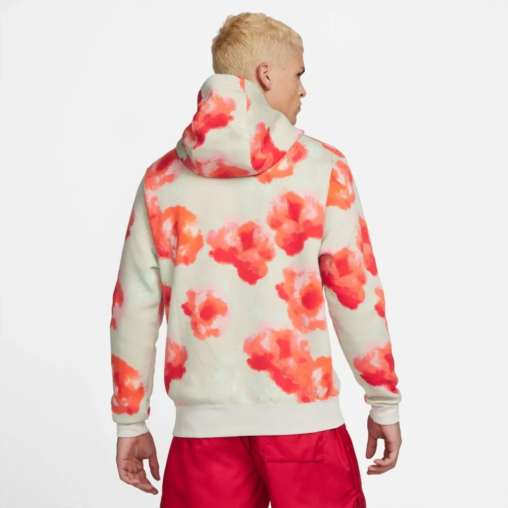 Nike NSW Club Fleece Floral Men's Hoodie Medium Orange-Green dv0005-072
