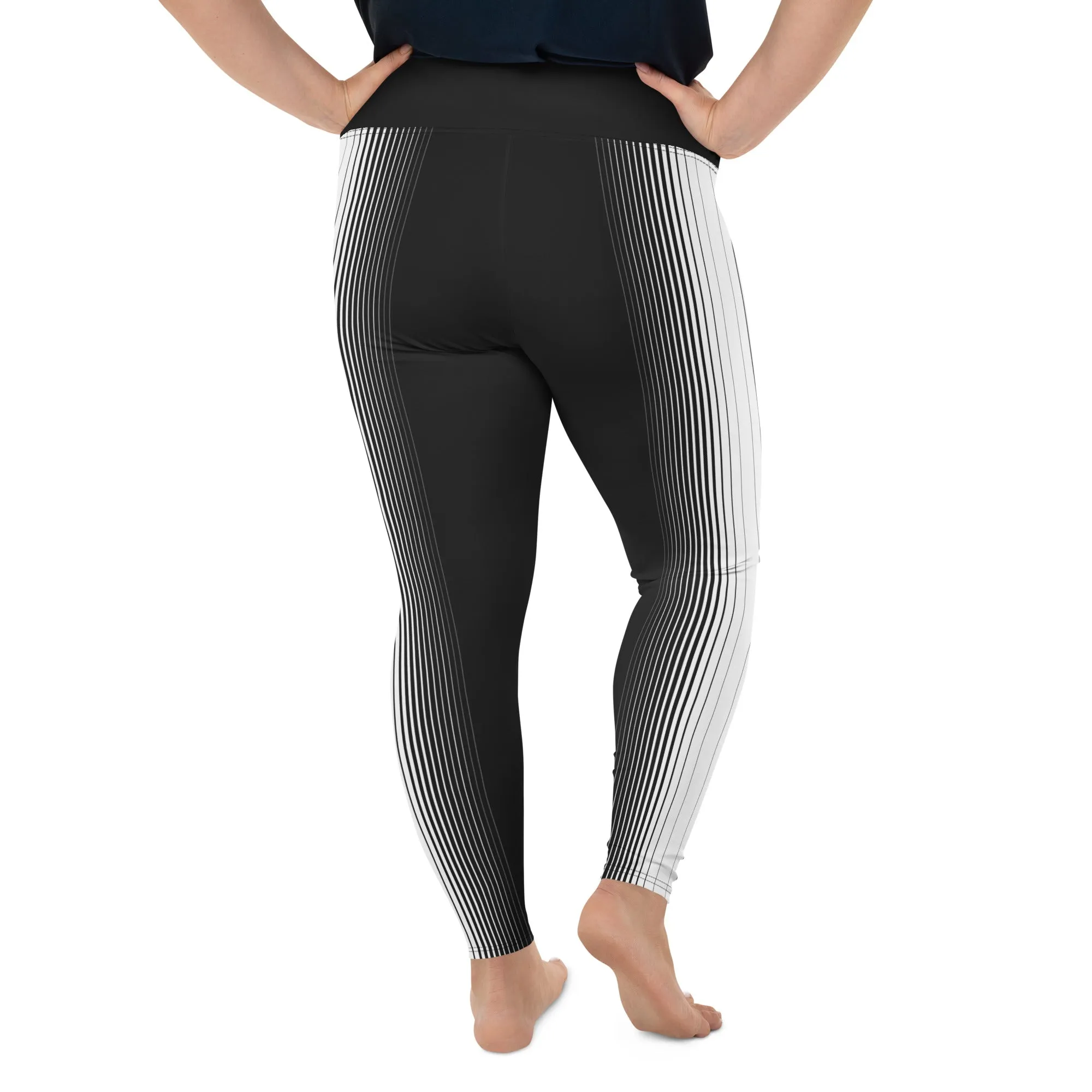 Optical Illusion Vertical Lines Plus Size Leggings